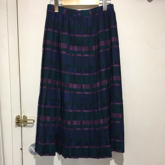 VINTAGE LOUBEN PLAID PLEATED WOOL SKIRTS SIZE 10P - Picture 5 of 6